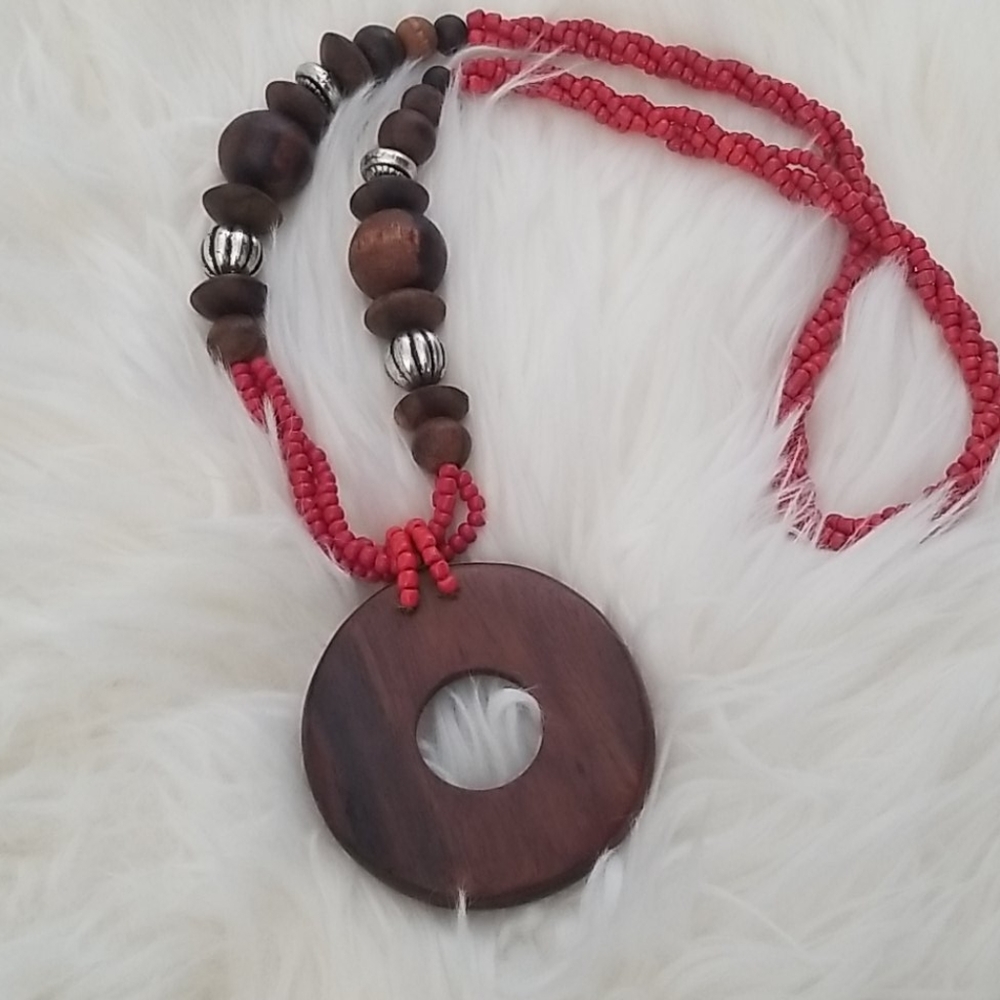 Wooden beaded necklaces